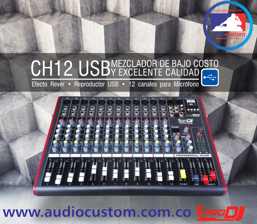 CH12USB Mixer Análogo con Bluetooth ProDj - Imagen 2
