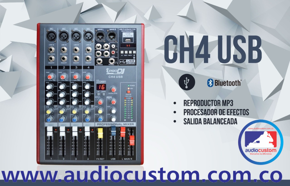 CH4USB Mixer Análogo con Bluetooth ProDj - Imagen 2