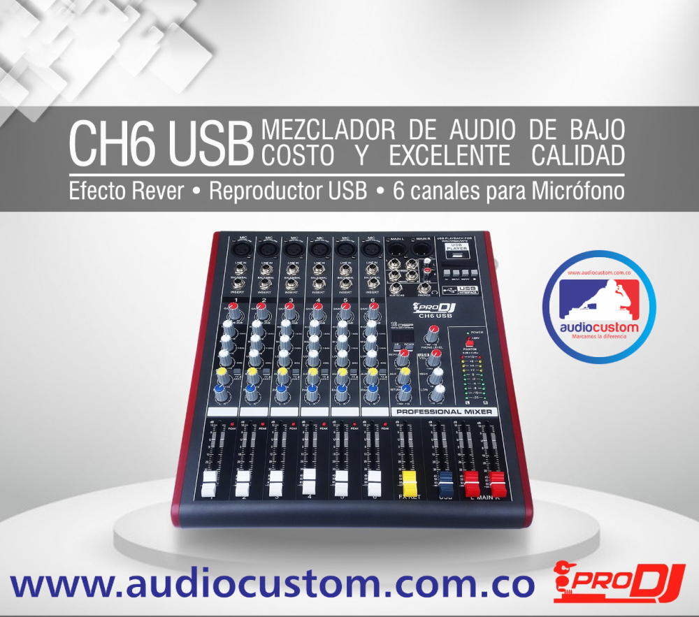 CH6USB Mixer Análogo con Bluetooth ProDj - Imagen 2