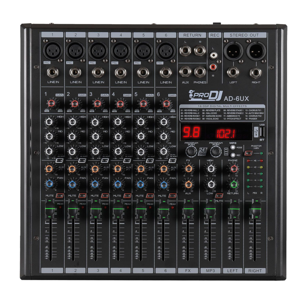 AD-6UX Mixer Análogo con Bluetooth ProDj