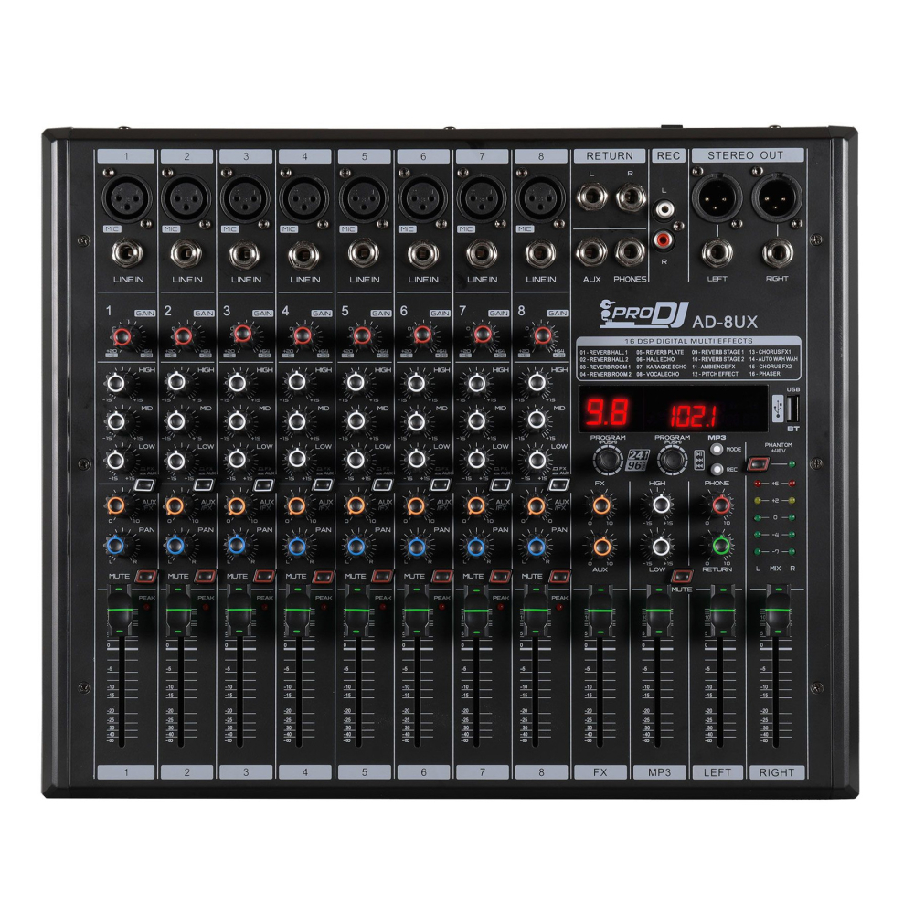 AD-8UX Mixer Análogo con Bluetooth ProDj