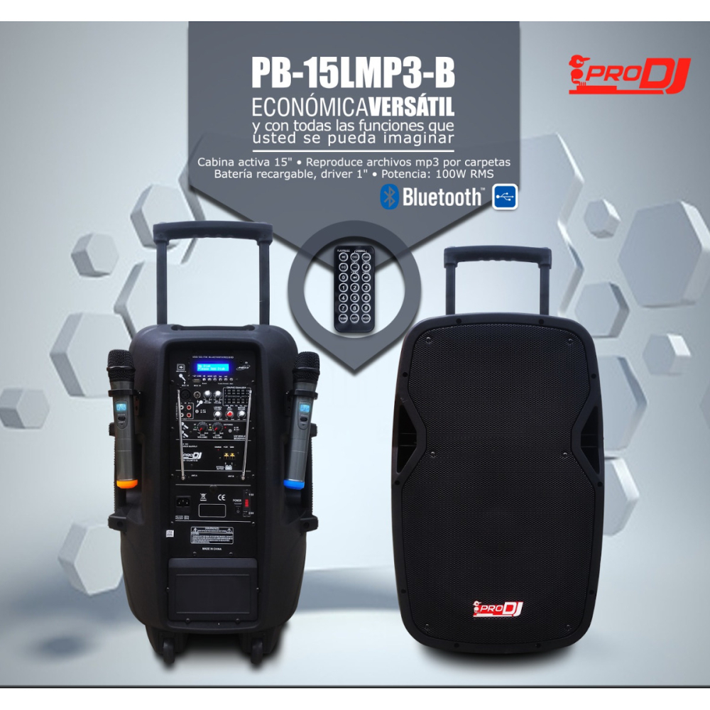 PB-15LMP3-B Cabina activa 15" Recargable Prodj