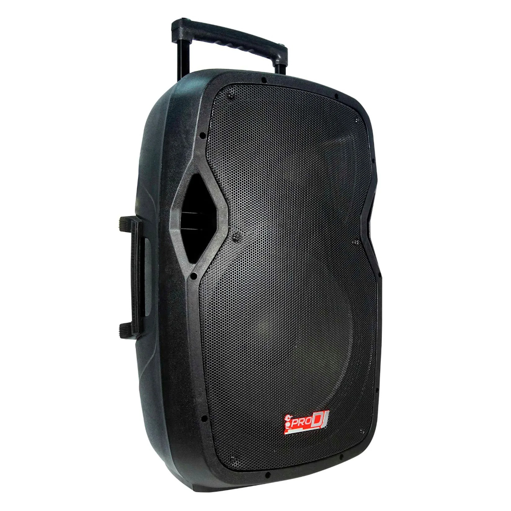 PB-15LMP3-B Cabina Activa 15" RECARGABLE - (100W RMS - 400W MAX) USB - SD - Bluetooth -FM - 2 Micrófonos Inalámbricos - ProDj.