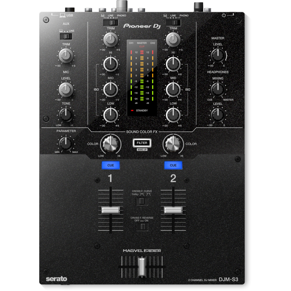 DJM-S3 Mezcladora DJ de 2 canales estilo scratch para Serato DJ Pro Pioneer