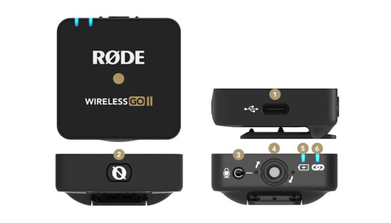 Rode GO II Sistema de micrófono inalámbrico de doble canal, transmisión  digital serie IV de 2.4 GHz, cifrado de 128 bits, salida analógica TRS de