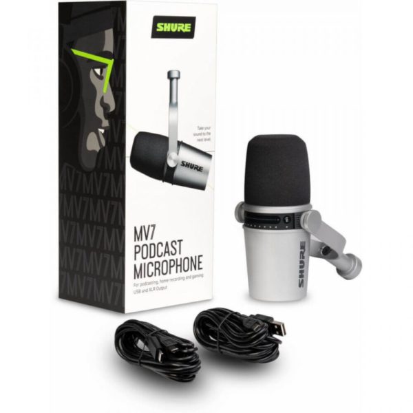 MV7-S Micrófono Dinámico XLR/USB (Plateado) para Podcast SHURE - Imagen 3