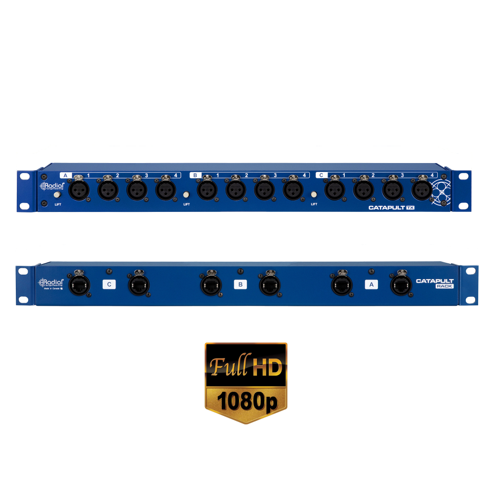 CATAPULT RACK TX Transmisor de 12 canales XLR-F balanceados a través de tres líneas de cable Cat 5/6 blindado . Montaje en rack de 19" 1U. Radial. - Imagen 2