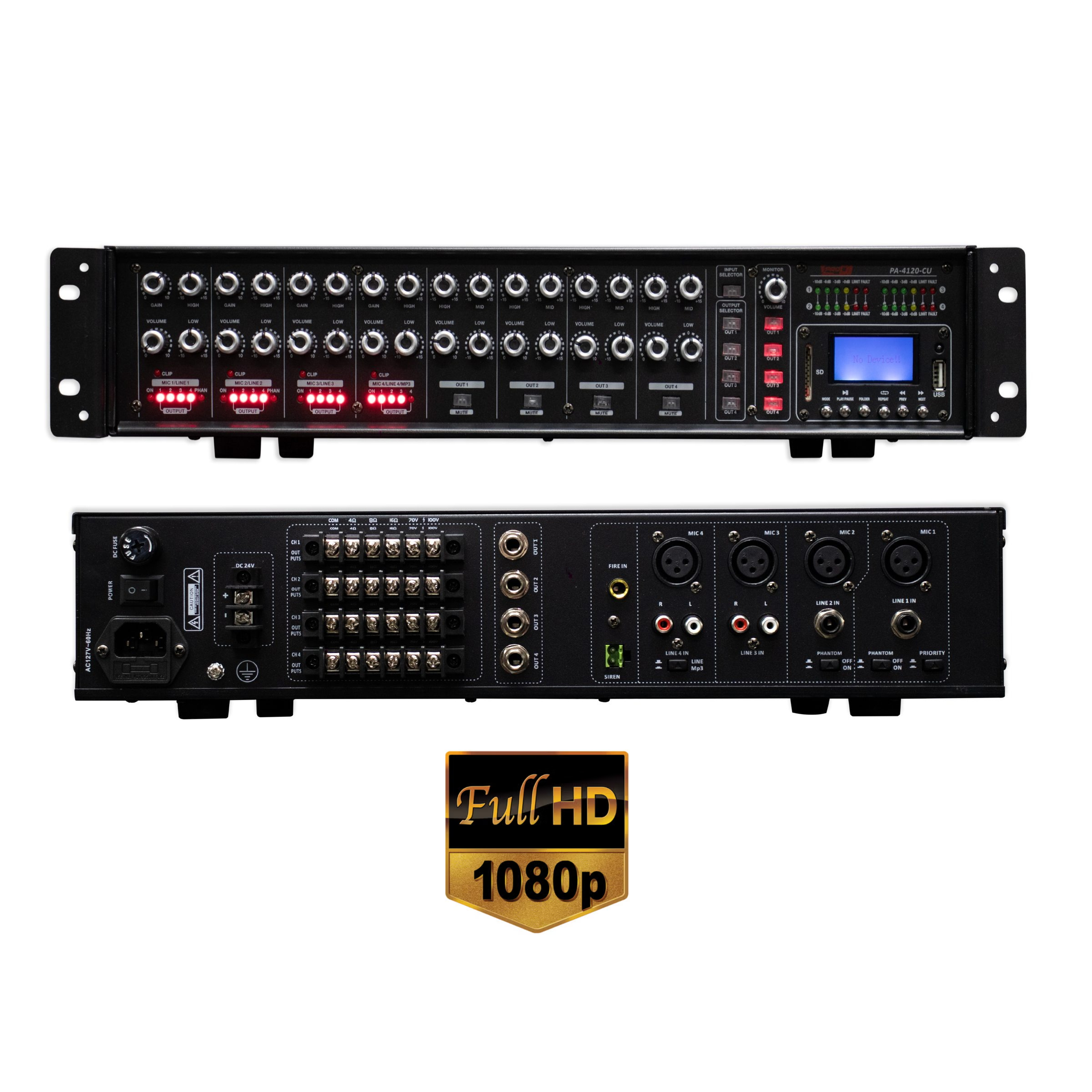 PA-4120CU Amplificador de Línea MATRIX 4 Entradas X 4 Salidas 120WX4 MP3 BT-USB-SD-FM TOROIDE EN COBRE ProDj. - Imagen 2