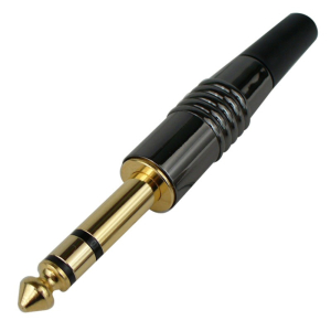 PPL-1625BK Plug Estereo 1/4" (TRS) Aislante Teflon Contacto Cobre-Plata Cuerpo Metal Chromado American Sound.
