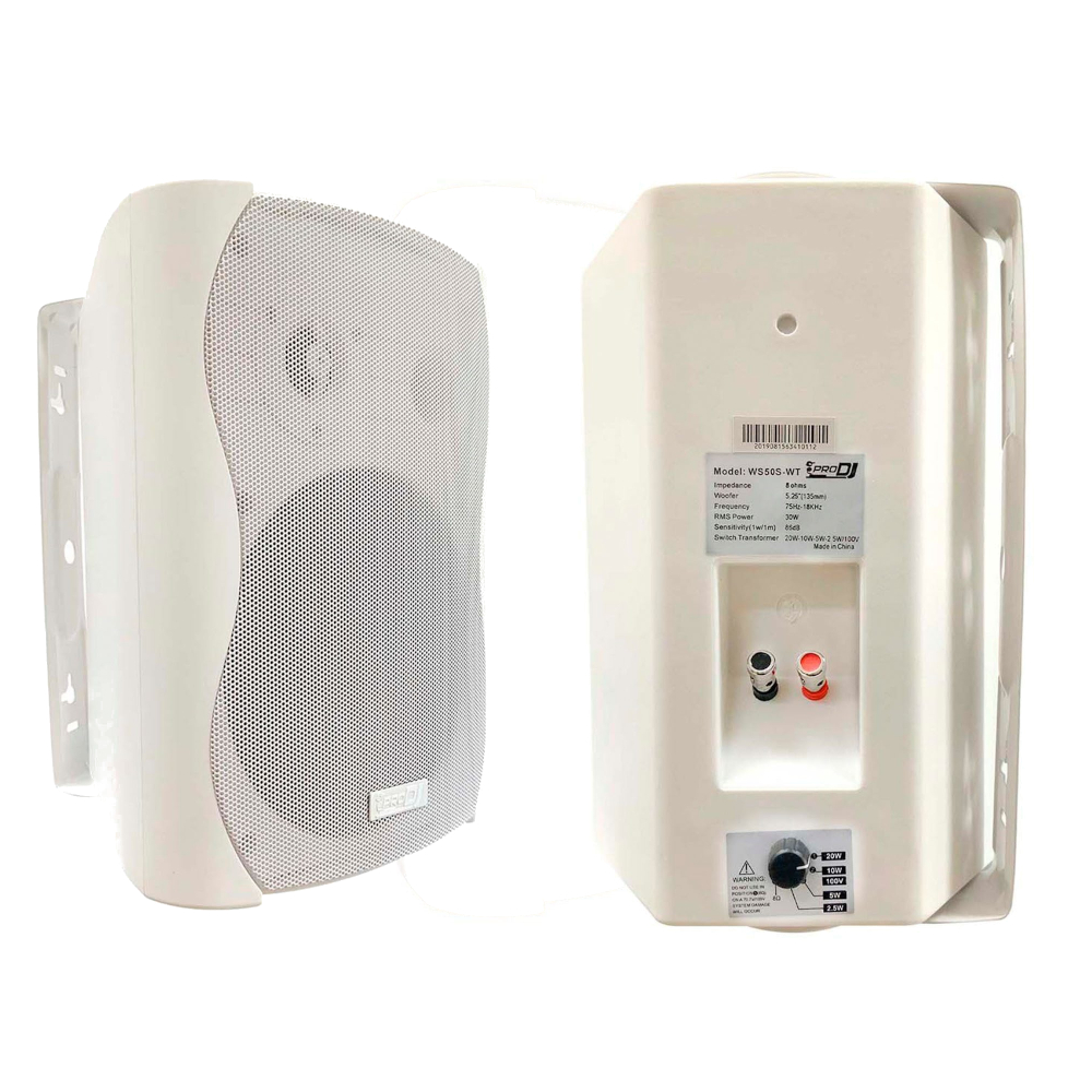 WS50S-WT Bafle Ambiental Pasivo 5.25" 30W; 86dB; OHM / Transformador; Color Blanco; ProDj.