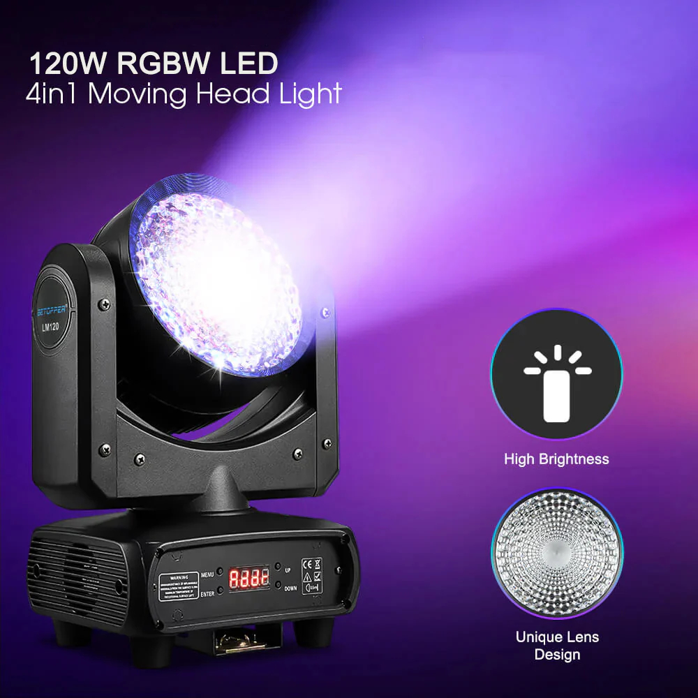 LM120 Cabeza Móvil tipo Beam 1 LED de 120W 4 en 1 RGBW BIG DIPPER.