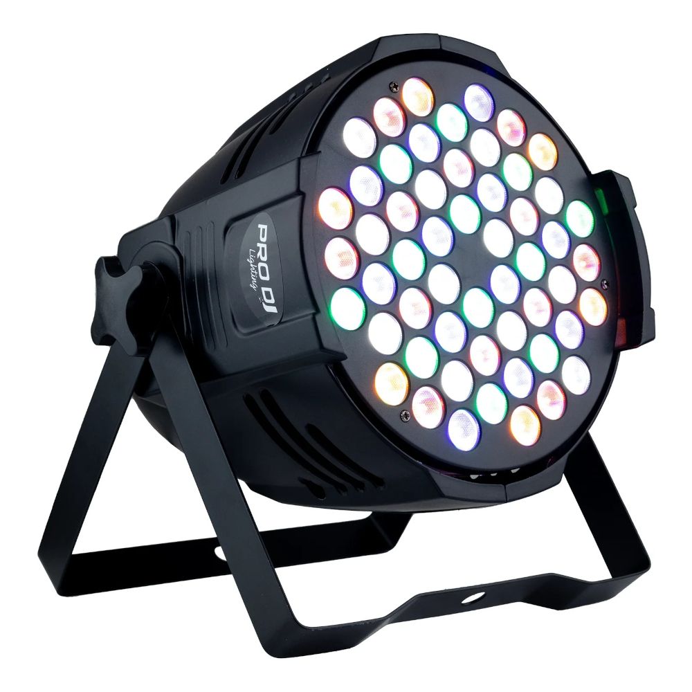 PL009+ Par Led para Escenarios 54 LEDs de 3W (12 Rojos, 12 Verdes, 12 Azules, 12 Blancos, 6 Ámbar) 180W ProDj.