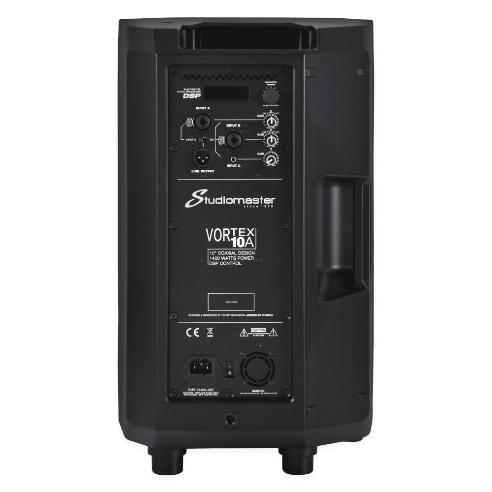 VORTEX 10A Cabina Activa 10" (1400W PICO) 2 Vías - SPL 124 dB - Bluetooth StudioMaster. - Imagen 2