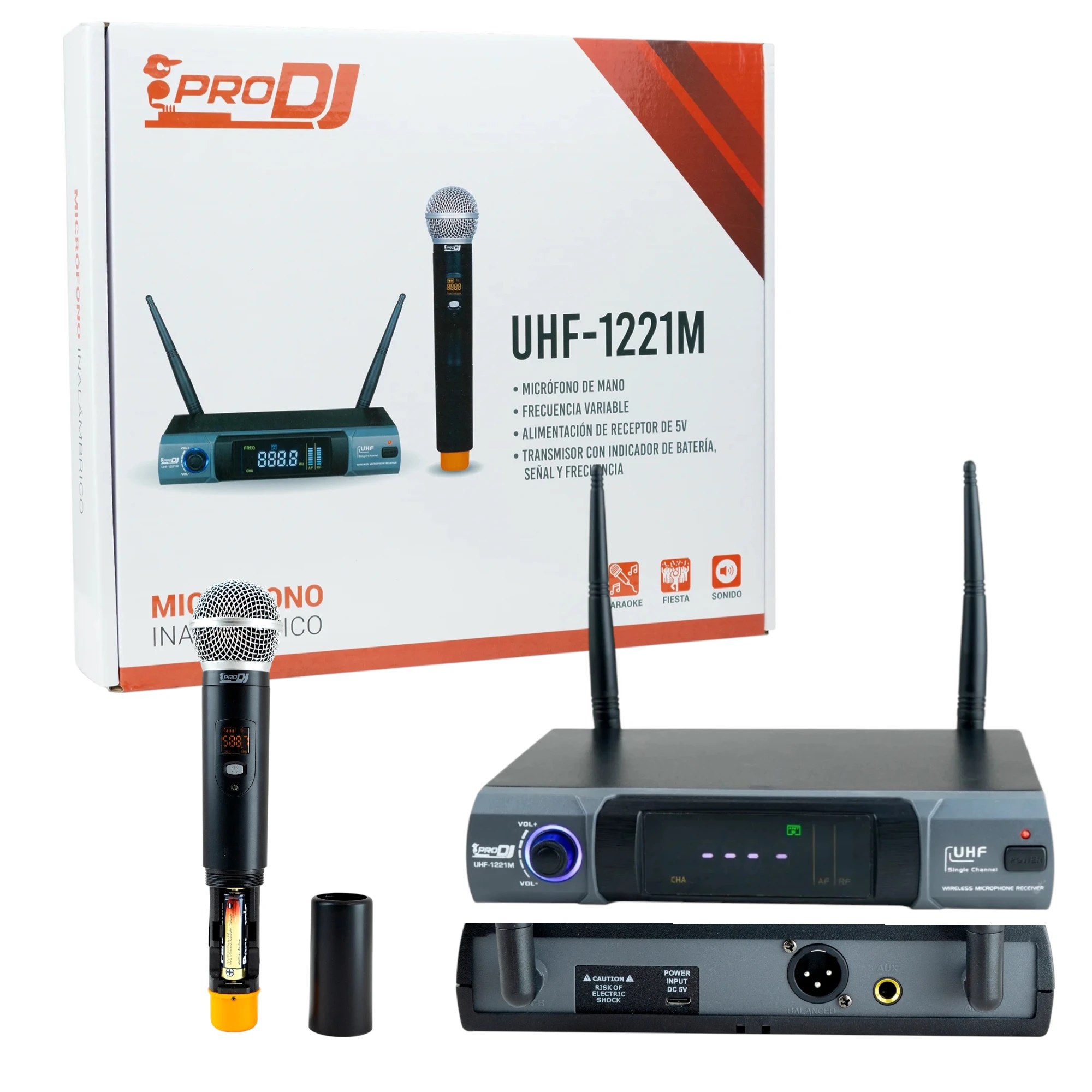 UHF-1221M Micrófono Inalámbrico Sencillo De Mano UHF - ProDj.