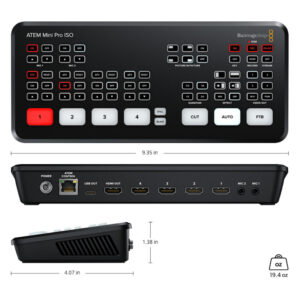Atem mini PRO ISO Blackmagic Design Swiche Multicamara con Grabación USB en Directo.