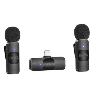 BY-V2 Micrófono Inalámbrico Doble de Solapa para Telefonos iPhone Boya