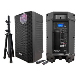 MX10Z Cabina Activa 10" USB - SD - Bluetooth - FM - (80W RMS - 640W PMPO) - SPL 120dB - Base y Micrófono - Maxlin.