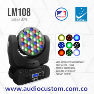 LM108 Cabeza Móvil Wash 36X3W RGBW BIG DIPPER.