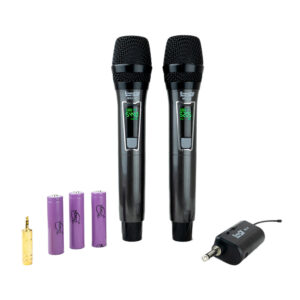 M62-M Micrófono Doble Mano con Batería de Litio Recargable (1200 mA) Multifrecuencias ProDj.