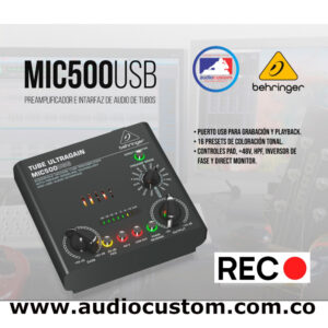 MIC500USB Preamplificador e interfaz de audio de tubos Behringer