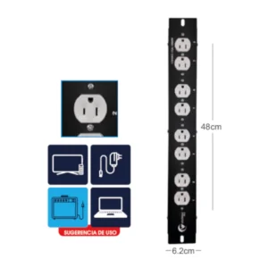 MPRC-336 Multitoma de Rack con Supresor de Picos (LEVITON) - 8 Salidas - Cable 1 Mt - VoltiMax.