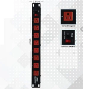 MRNC-345 Multitoma de Rack con Supresor de Picos (NARANJA) 8 Salidas Cable 1 Mt VoltiMax.