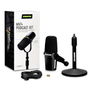 MV7+-K BNDL Micrófono Dinámico Unidireccional Cardioide XLR / USB-C con Base para Podcast SHURE.