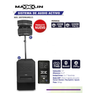 MX15ST Sistema de Sonido Activo 650W RMS (5250W PMPO) Maxlin.