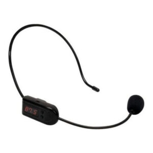 TWM-113 Micrófono FM Inalámbrico de Diadema con Selector de Frecuencia para Sintonizar con Radio FM Techman