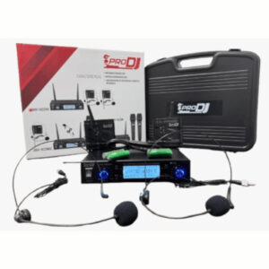 UHV-1422HH Micrófonos Inalámbricos Doble Diadema Multifrecuencias con Estuche y Batería Recargable ProDj.