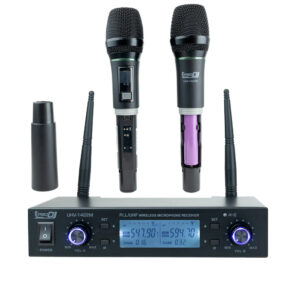 UHV-1422M Micrófonos UHF Inalámbricos Doble Mano de Frecuencia Variable con Estuche ProDj.