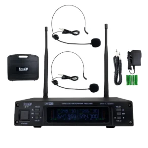 UHV-1722HH Micrófonos UHF Inalámbricos Doble Diadema - Frecuencia Variable con Estuche ProDj.