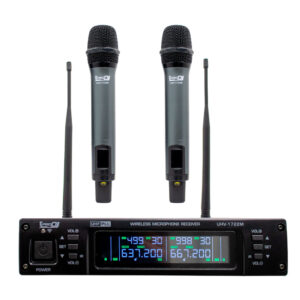 UHV-1722M Micrófonos UHF Inalámbricos Doble Mano de Frecuencia Variable con Estuche ProDj.