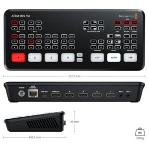 ATEM MINI PRO (SWATEMMINIBPR) Design Swiche Multicámara 4X2 con Grabación USB en directo BlackMagic.