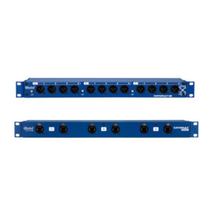 CATAPULT RACK RX Receptor de 12 canales XLR-F balanceados a través de tres líneas de cable Cat 5/6 blindado . Montaje en rack de 19" 1U. Radial.