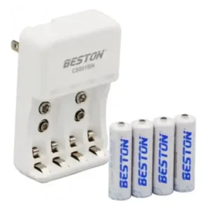 BST-C8001BN Cargador AA, AAA Y 9V - Incluye 4 Baterías AAX2700mAh - Beston.