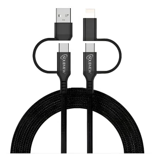 CB-214 Cable 4 en 1 para Carga y Transferencia de Datos USB-A / USB-C / Lightning – 1 Metro - SolidView.