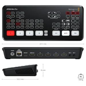 ATEM MINI PRO Swiche Multicámara 4X2 con Grabación USB en Directo - BlackMagic.
