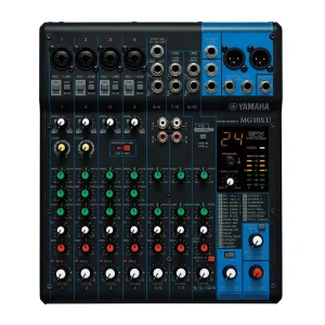 MG10XU Mixer Análogo 10 Canales 4 Mic /10 de línea (4 mono + 3 estéreo); 1 bus estéreo; 1 envío AUX (incluyendo envío para efectos) Yamaha.