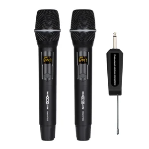 MXUHF502 Micrófonos Dobles Inalámbricos Dinámicos de Mano UHF, 48 Frecuencias, 60, Mts - Maxlin.
