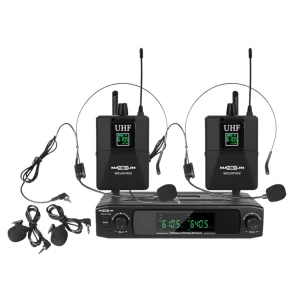 MXUHF604 Micrófono Inalámbrico Dual de Diademas y Solapas UHF, 30 Frecuencias, 50 Mts - Maxlin.